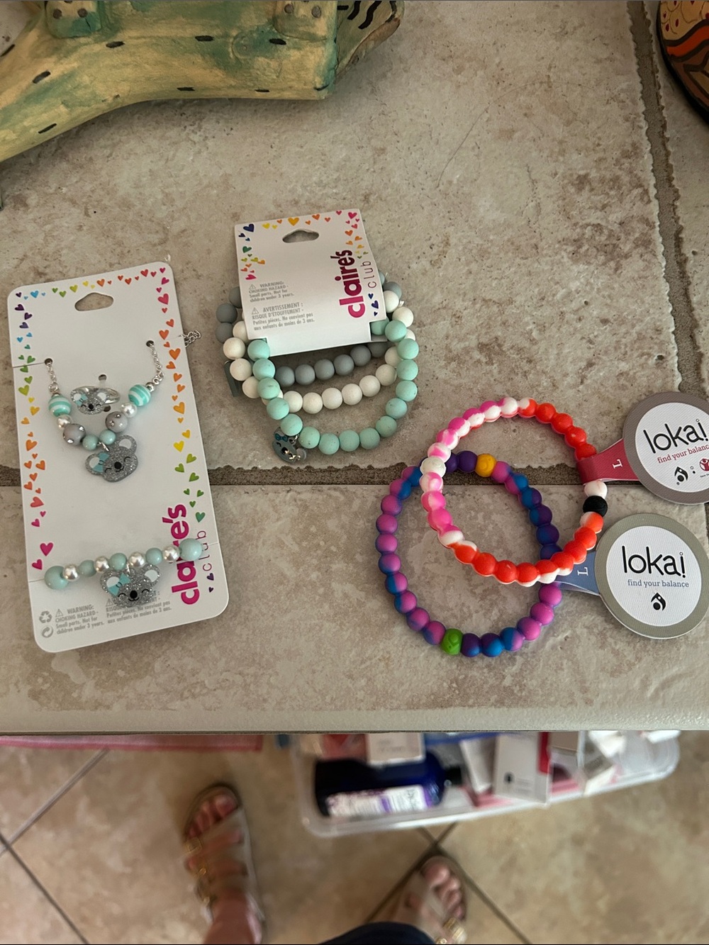 Lokai Kids Silicone Beaded Bracelet Set in Red, Pink, Purple, Blue, Green
